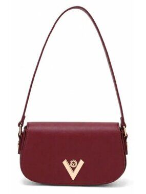 Valentino Orlandi Velora Cherry Red Vegan Leather Flap Bag V-4007 NWT